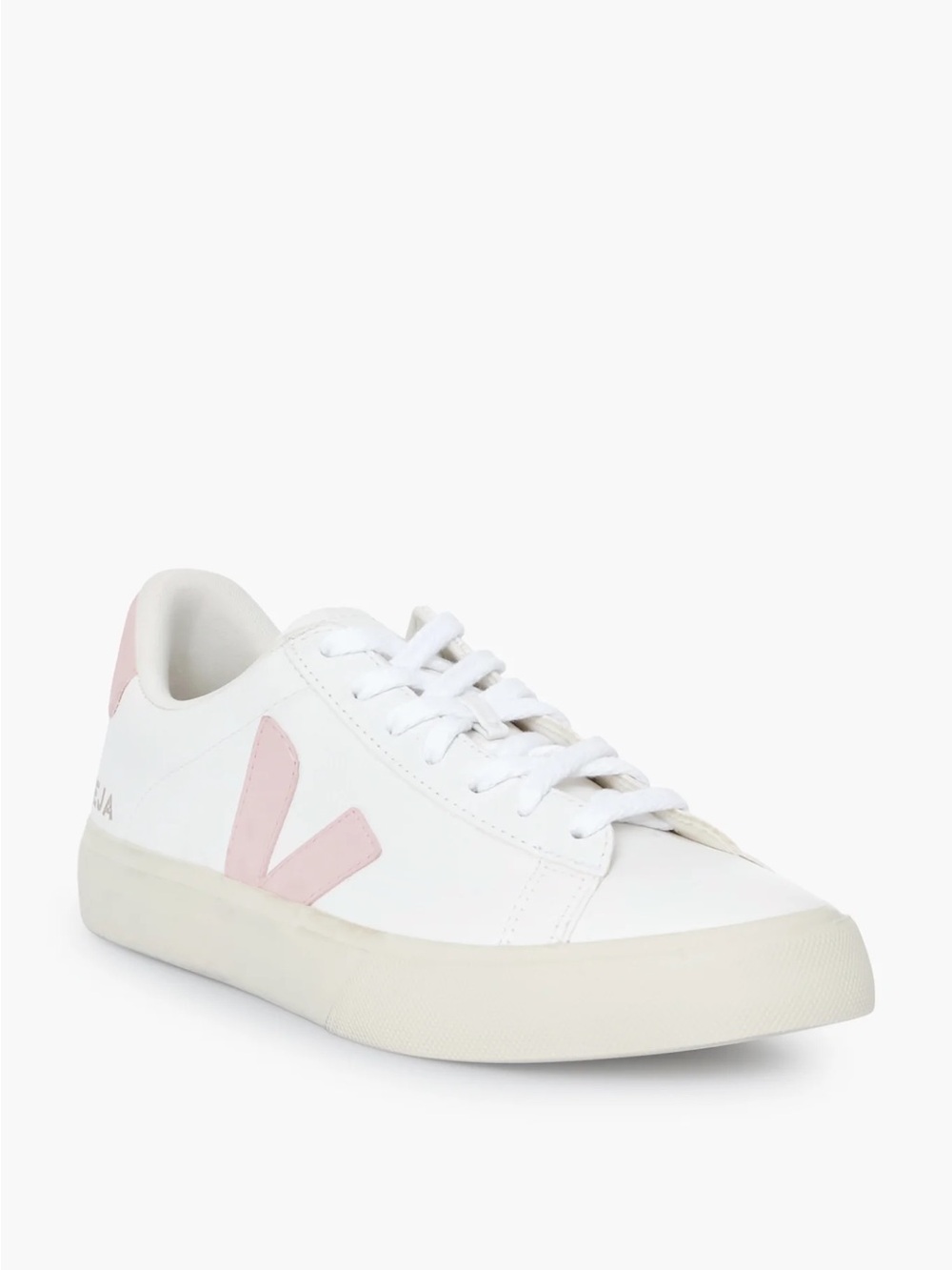 Veja Women’s 10 Campo esplar Leather Sneaker in White with Pale Pink V